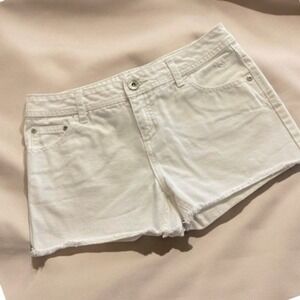 Justice Girls White Denim Shorts Size 16R Frayed Hem Casual Summer